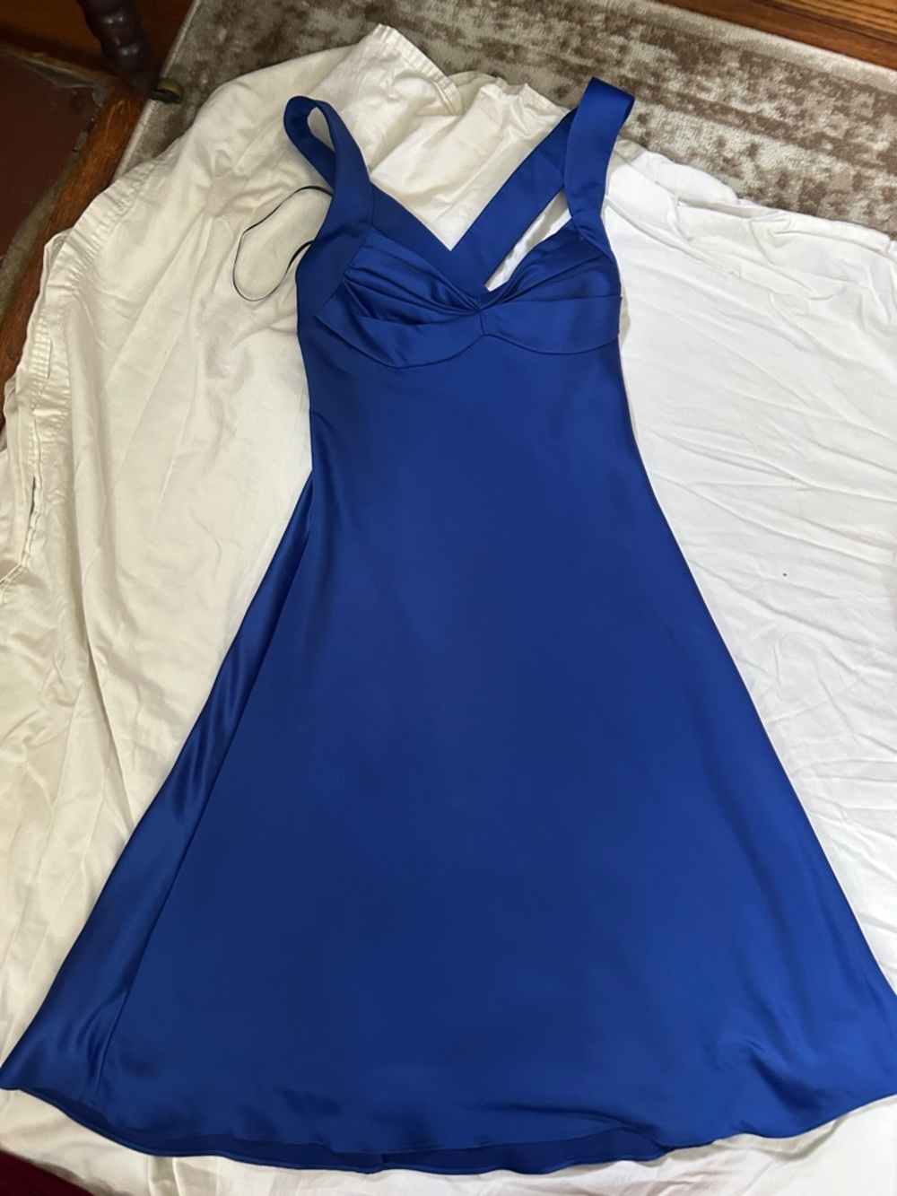Calvin Klein Royal Blue Midi A-Line Dress with Wide Straps
